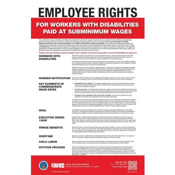 Employee Rights for Workers With Disabilities Paid at Special Minimum Wages Poster