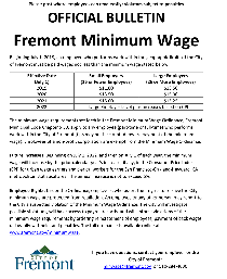 City of Fremont Minimum Wage Bulletin